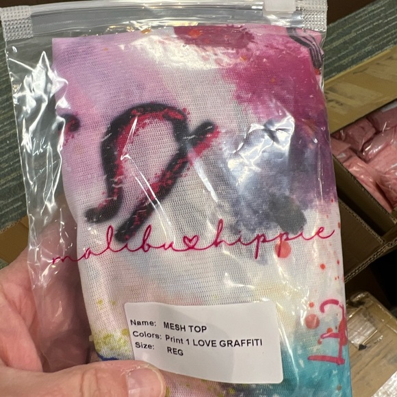**NWT GRAFFITI LOVE MESH TOP - Picture 3 of 3